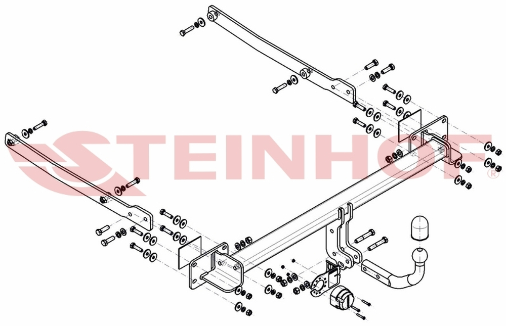 Фаркоп Steinhof M-150 для Mercedes E-Class купе c207 2009-2016, Mercedes E-Class кабриолет a207 2009-2016(паспорт и сертификат в комплекте)(без электрики)
