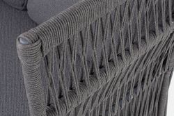 "Лугано" диван 3-местный плетеный из роупа, каркас алюминий темно-серый (RAL7024) муар, роуп темно-серый круглый, ткань темно-серая YB25-0027