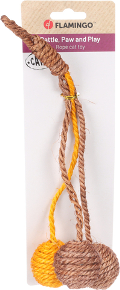 Игрушка для кошек Мячики на верёвках, 25 x 9 x 4,5 см, сизаль/пластик, Flamingo