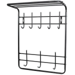 Вешалка настенная 2-х ярусная с полкой, 8 крючков, Черный, ВПТ8
