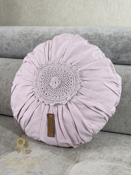 Подушка декоративная "Лейс" круглая розовая 39x39x10см от J-LINE