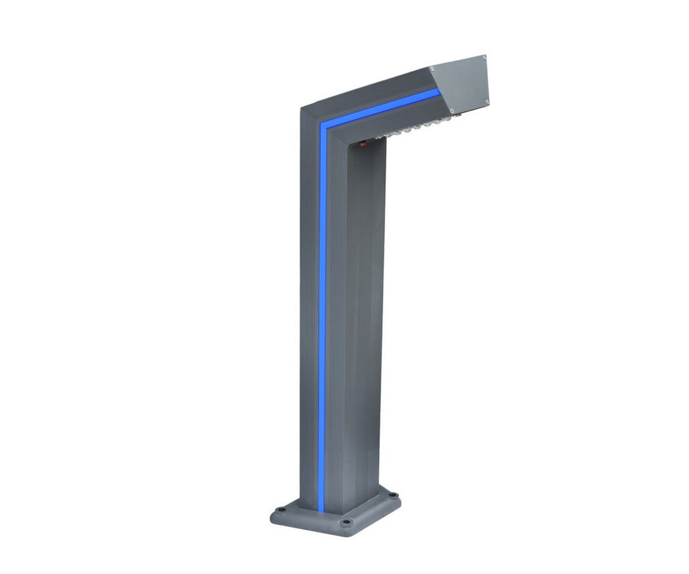 Светильник уличный Такоми серый с солнечной батареей w15*7,5 h80 Led 6W (4000K) Декоративная подсветка синяя. С пультом ДУ