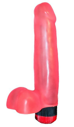 Гелевый вибратор в форме фаллоса с мошонкой (16,5 см ) (Цвет: розовый)