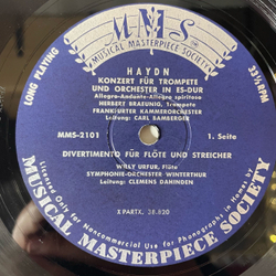 Винтажная виниловая пластинка LP Haydn Йозеф Гайдн, Konzert F r Trompete Und Orchester, Симфония Symphonie Concertante In B Dur, Op. 84 Fur Oboe, Fagott, Violine Und Cello (Германия 1959)