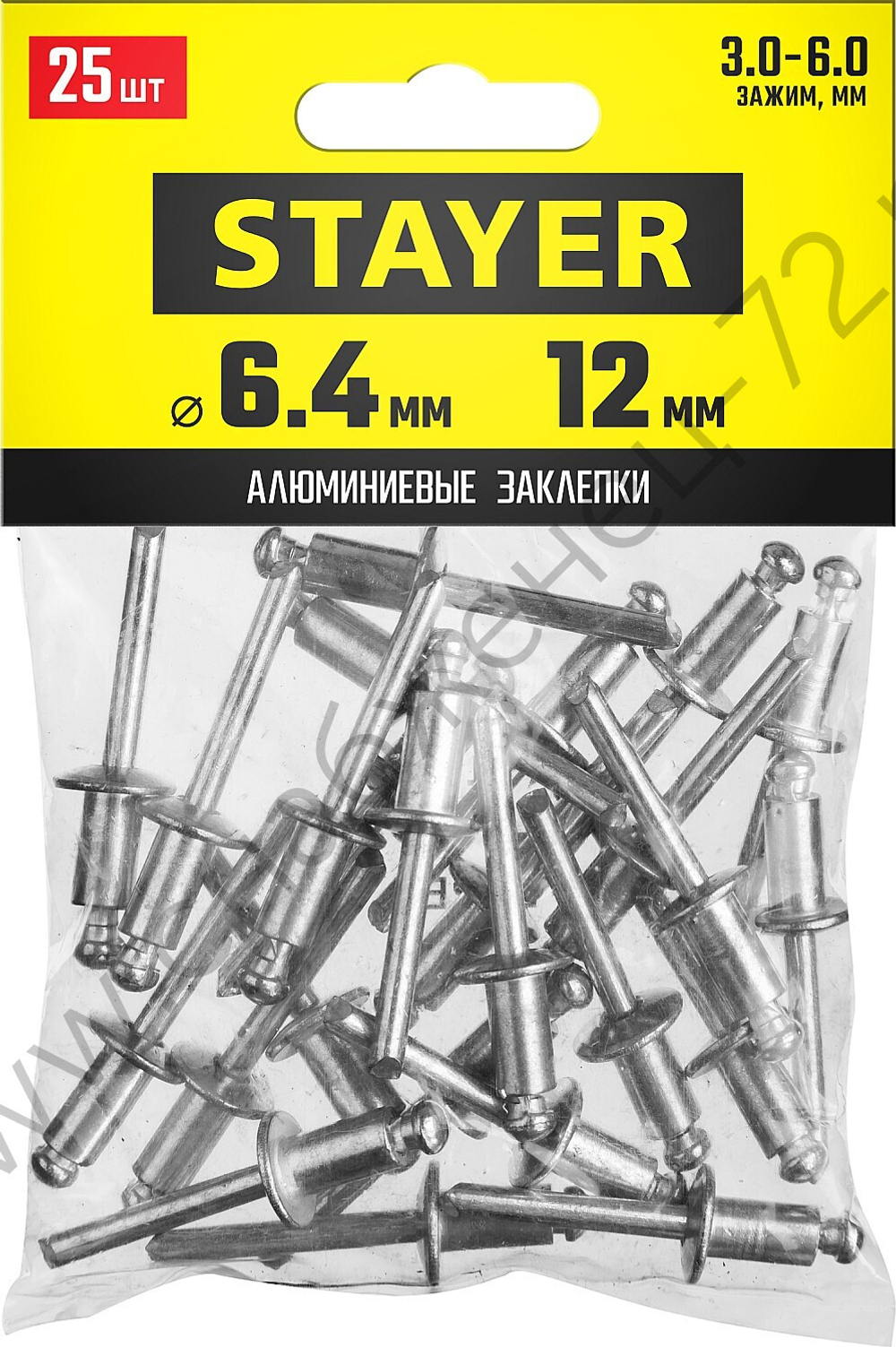 STAYER Pro-FIX 6.4 х 12 мм, алюминиевые заклепки, 25 шт, Professional (3120-64-12)