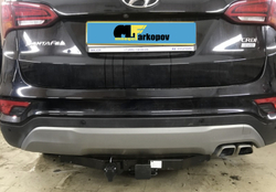 Фаркоп Бизон на Hyundai Santa Fe FA 0724-E (с 2012 по 2018 г.в.с одной выхлопной трубой) (паспорт и сертификат в комплекте)(без электрики)