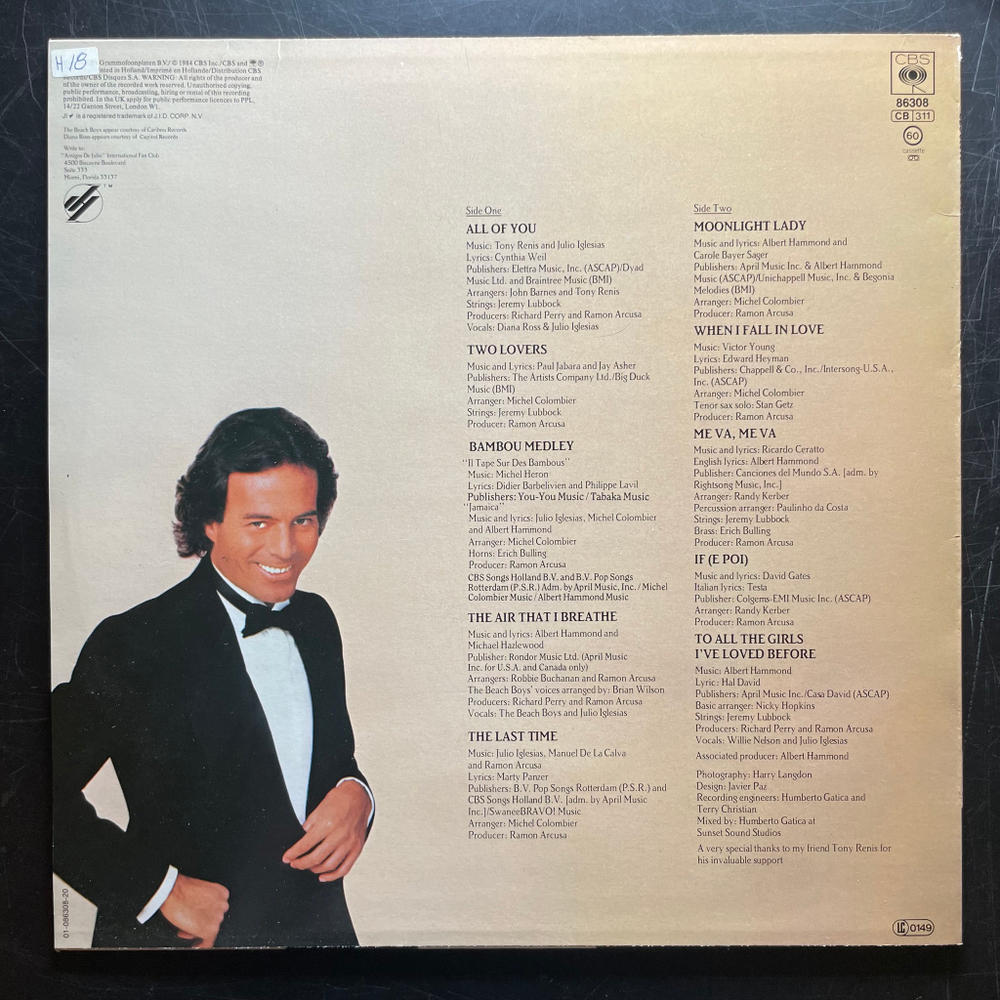 Julio Iglesias - 1100 Bel Air Place (Голландия 1984г.)