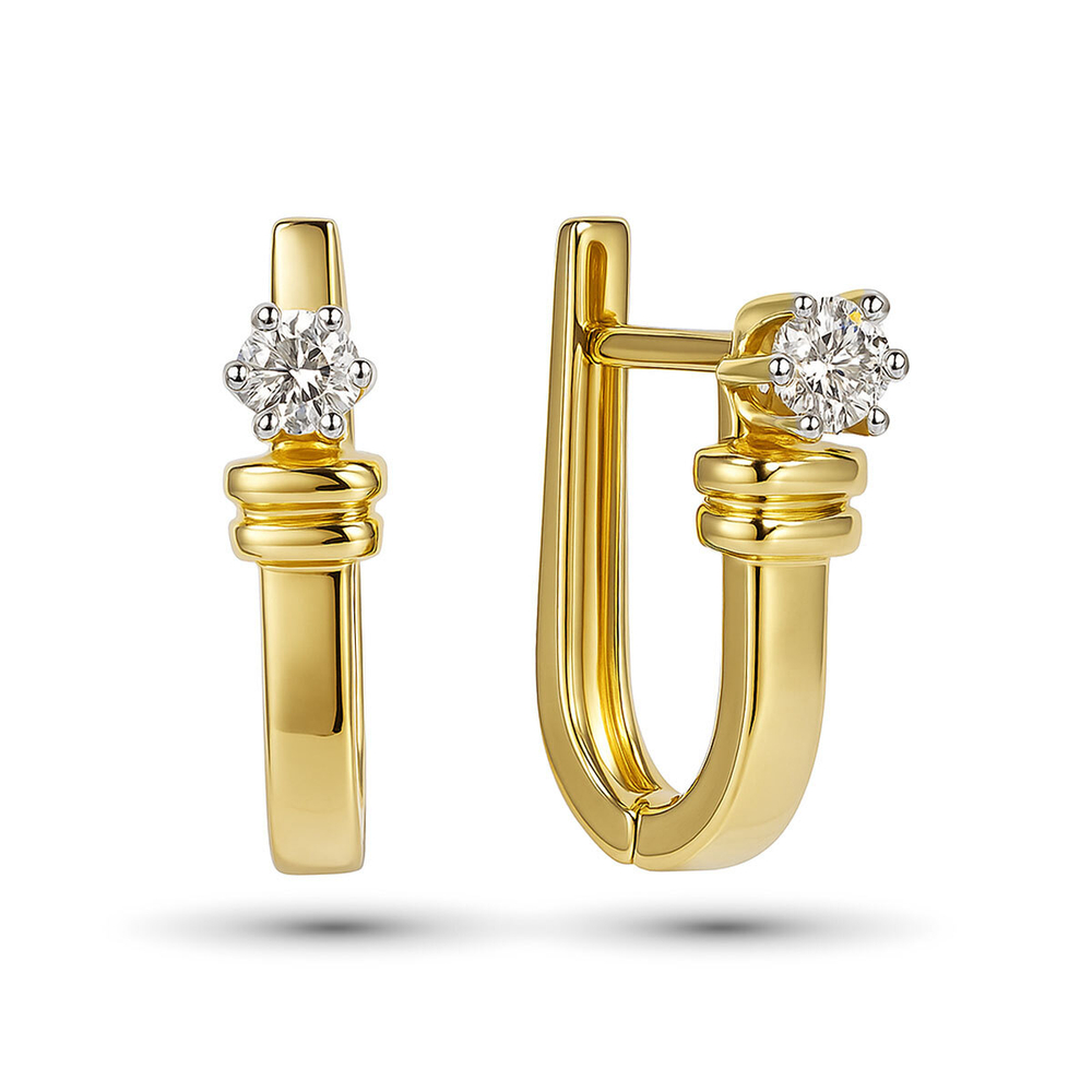 Серьги из жёлтого золота 585 пробы с бриллиантами ш/к 2000001777572