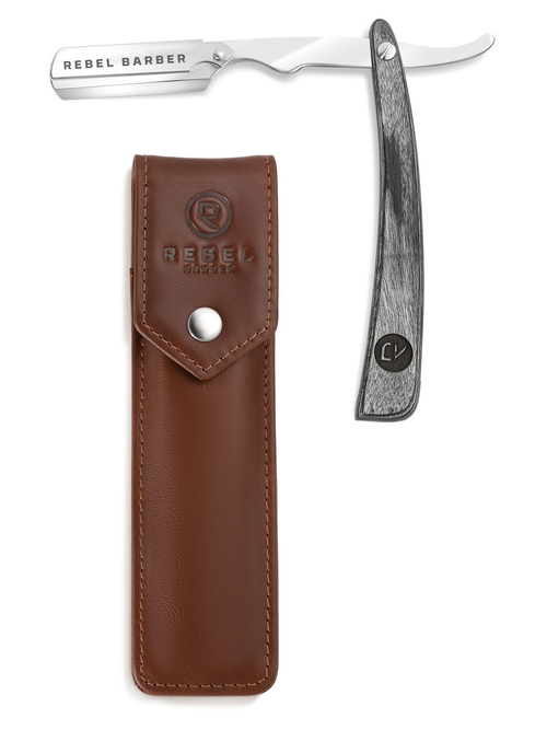 REBEL BARBER Retro с кожаным чехлом - Опасная бритва со сменным лезвием