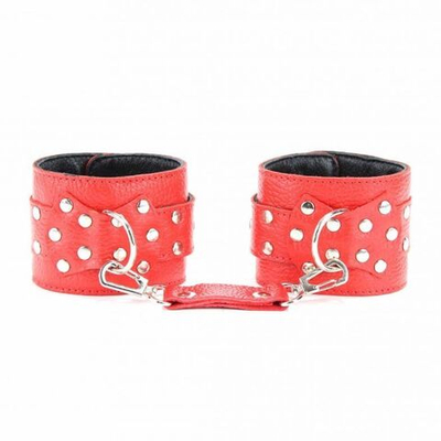 Красные кожаные наручники (Цвет: красный)