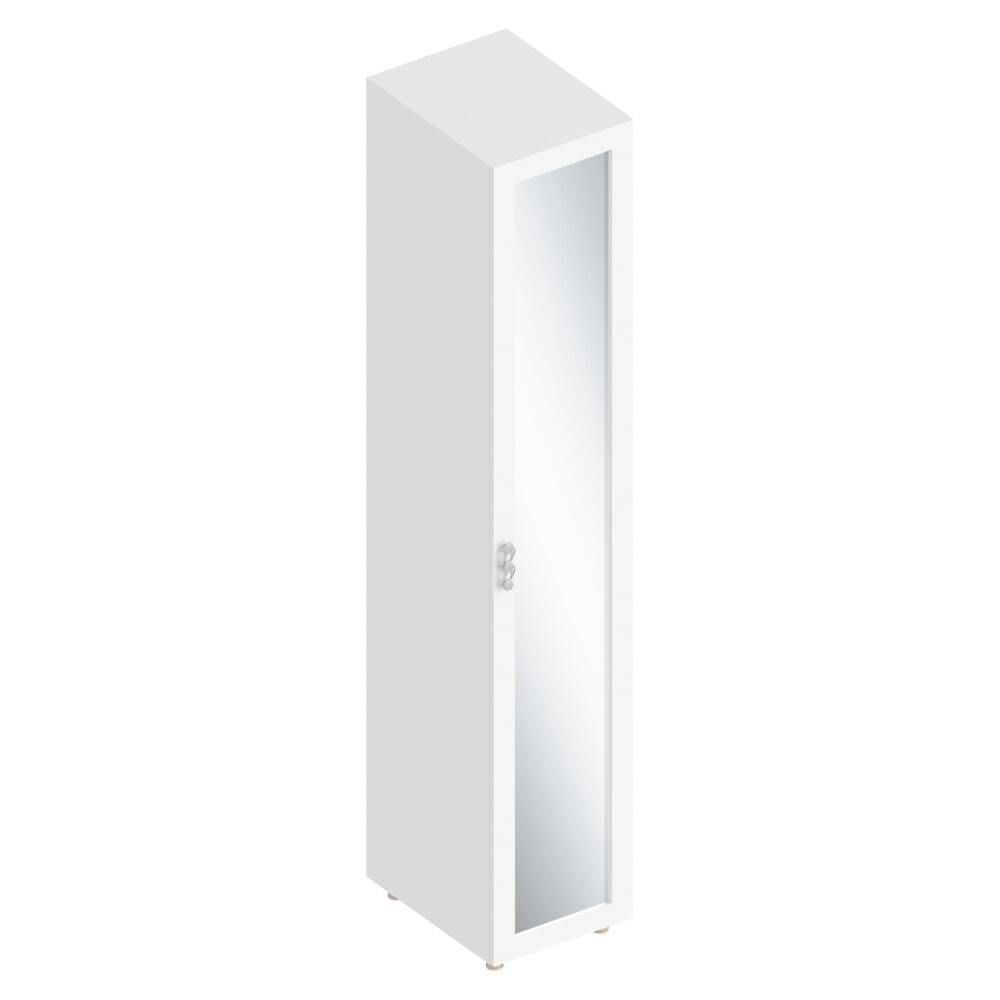 Пенал 1-ств с зеркалом с полками (+штанга) МС "Сандра" (Белый лофт)