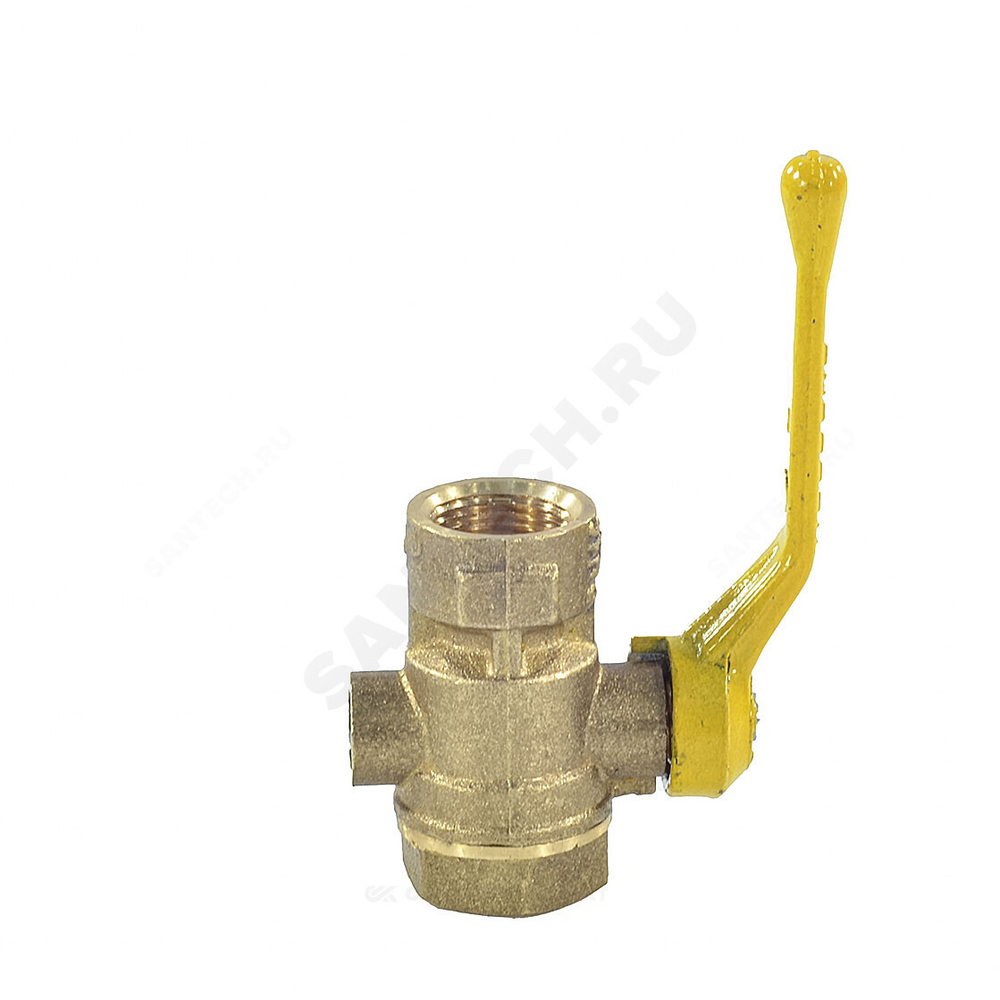 Кран для манометра шаровой латунь газ 11Б27п10 Ду 15 Ру16 ВР/ВР G1/2"-М20х1,5 с рукояткой без фланца Цветлит ZW10019