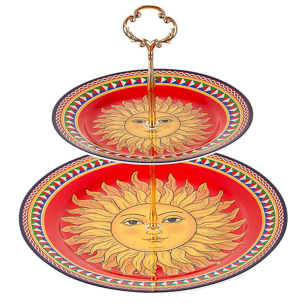 Фруктовница 2-х ярусная "Sicilia Sole" d=27/19см h=24,5см (фарфор) (подарочная упаковка)