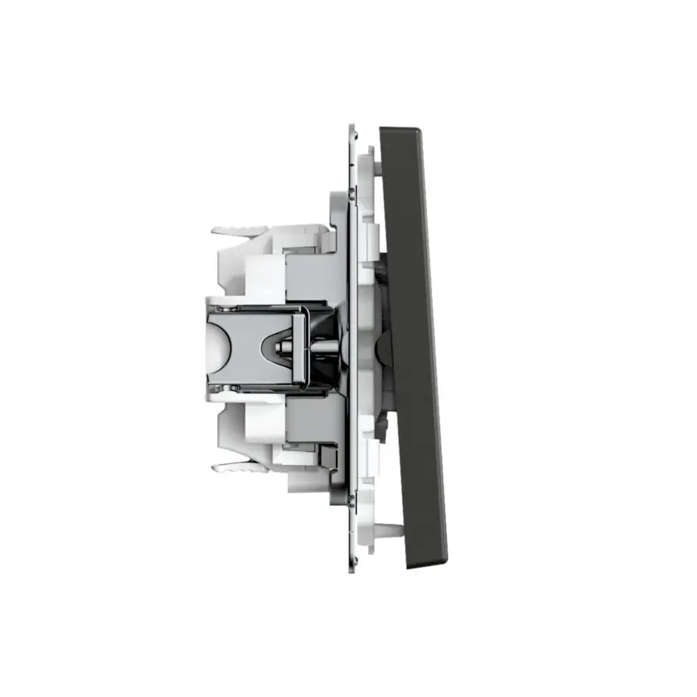 ARTGALLERY 2-клавишный ВЫКЛЮЧАТЕЛЬ КНОПОЧНЫЙ, 10АХ, механизм, быстрозажим. клем., БАЗАЛЬТ