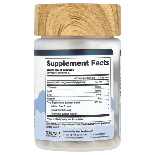 Snap Supplements, Комплекс для сна с мелатонином, 60 капсул