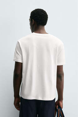 ZARA ФУТБОЛКА С НАДПИСЬЮ, ЖЕЛТОВАТО-БЕЛЫЙ