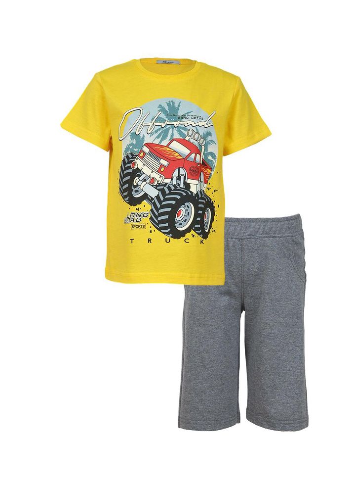 01-130-2 Комплект для мальчика футболка + шорты удлиненные Luneva