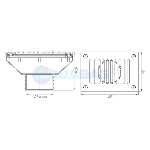ВЗП.150.1/1 Забор переливного лотка 2" (внутр.) (плитка) AISI-316