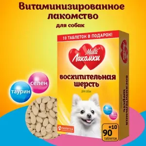 Лакомство MultiЛакомки Восхитительная шерсть для собак, 100 таб.