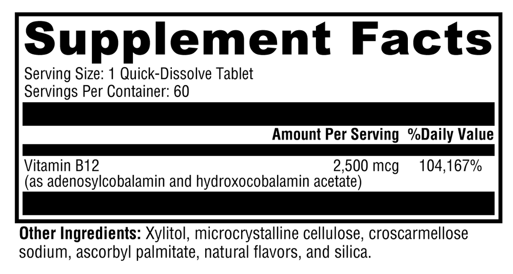 Adeno+Hydroxo B12 Natural Fruit Punch Flavor 60 Tablets