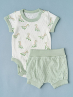 Боди "Дино" и шортики, Крем/ментоловый