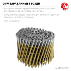 ЗУБР CNW 100 х 3.1 мм, барабанные гвозди рифленые, 2400 шт (305382-100)