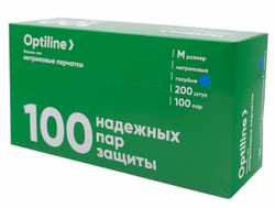 Перчатки Нитриловые Optiline Голубые р.М 200шт