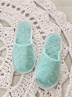 Тапочки велсофт открытые нежно-голубые