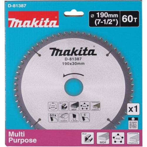 Диск п/п Makita 190*30*2.2/1.4*60T   (D-81387) универсальный