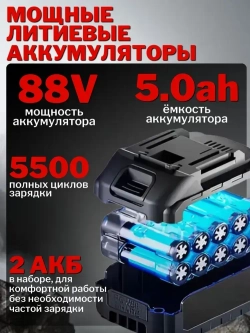 Болгарка аккумуляторная в кейсе, углошлифовальная машина, шлифмашина, плиткорез электрический, УШМ аккумуляторная