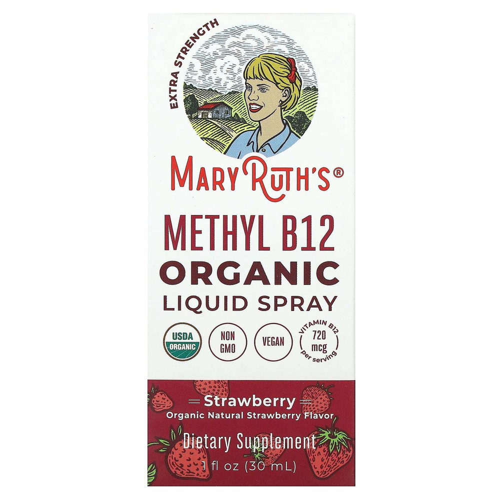 MaryRuth's, органический метилкобаламин, жидкий спрей, со вкусом клубники, 720 мкг, 30 мл (1 жидк. унция)