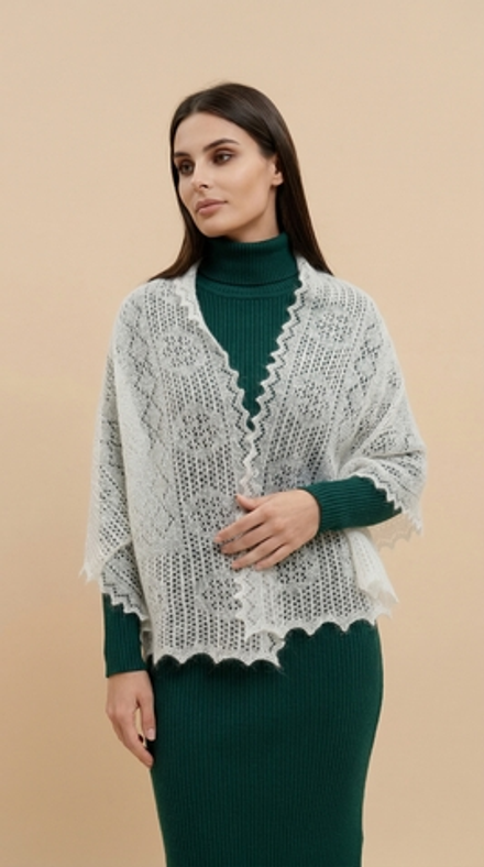 Оренбургский пуховый палантин П3-15050-01 белый отбеленный