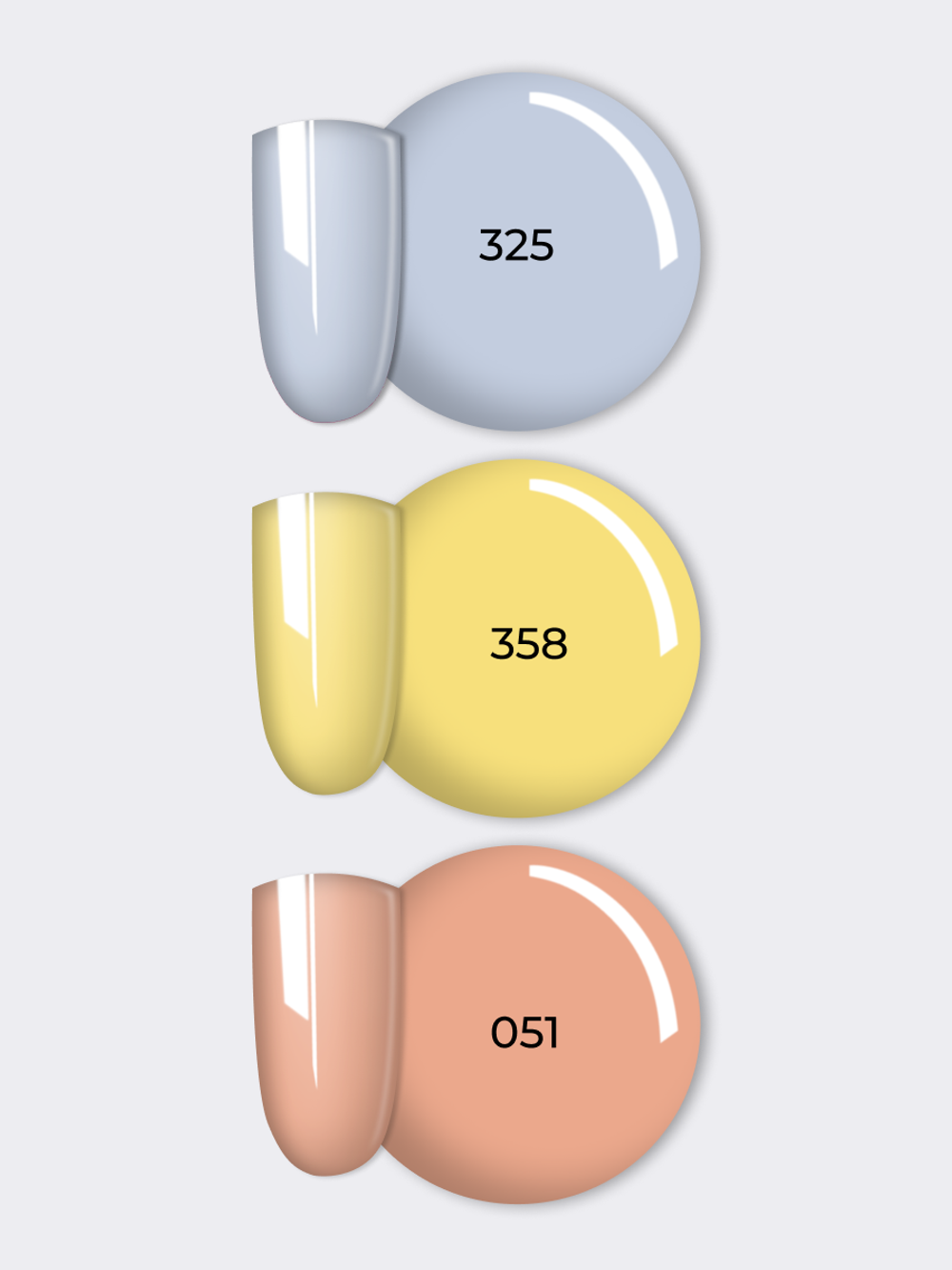 NR Solid Gel Mix Твердые гель-лаки Palette 18 (325, 328, 051), 3х5г