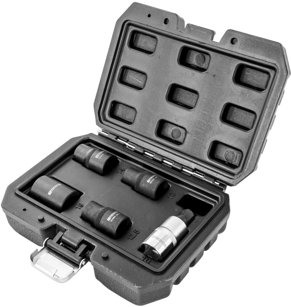 PBCSS5 Набор головок торцевых и насадки со вставкой-битой с пятигранным профилем для обслуживания тормозных механизмов 1/2"DR, 5 предметов