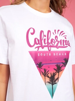 Футболка калифорния california оверсайз белая