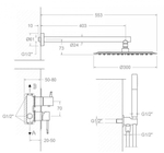 Встраиваемый смеситель для душа на 2 выхода с тропическим и ручным душем ODISEA K3915122CUC медь