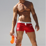 Красные мужские плавки-хипсы с контрастным поясом (Размер: 5X) (Цвет: красный)