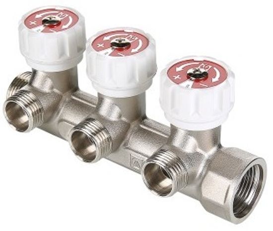 Коллектор Valtec 3/4"x1/2" на 3 выхода с вентилями для водоснабжения VTc.570.N.0503