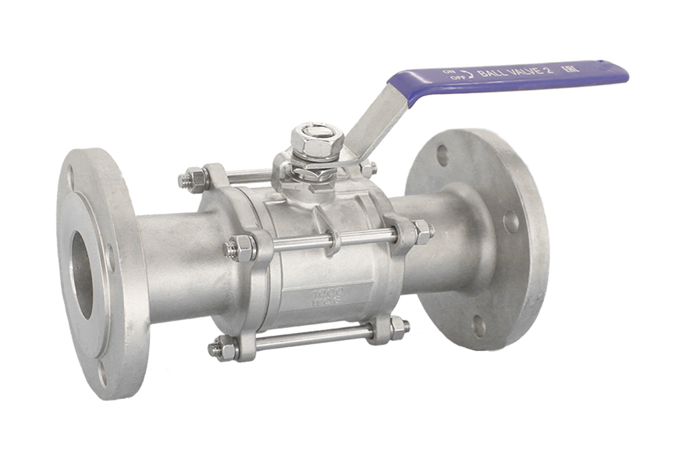 Кран шаровый фланцевый трехсоставной нержавеющий (3PC), AISI304 DN15 (1/2"), (CF8), PN16