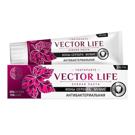 VECTOR LIFE Зубная паста "Антибактериальная" с ионами серебра и мумиё