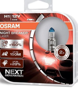 Автолампа H1 12V 55W Osram  +150% NIGHT BREAKER LASER (64150NL-HCB_ DuoBox) к-т ORIGINAL