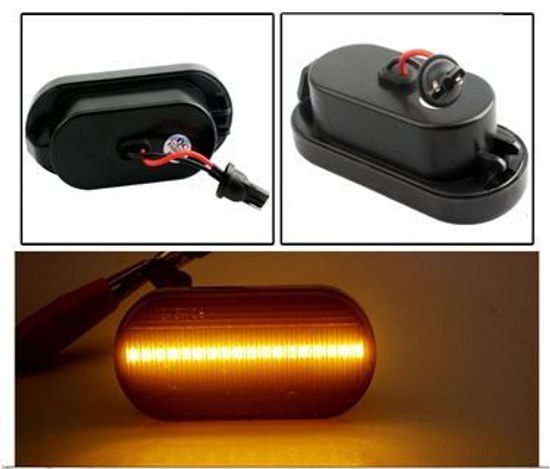 Фонарь повторителя поворота в крыле светодиодный в сборе VW Golf 3/4, Passat B4/B5, Vento, Bora, Sharan 1; Ford Galaxy 1, Ford Focus 2, C-MAX; Skoda Octavia(<2010) - БЕГУЩИЙ режим