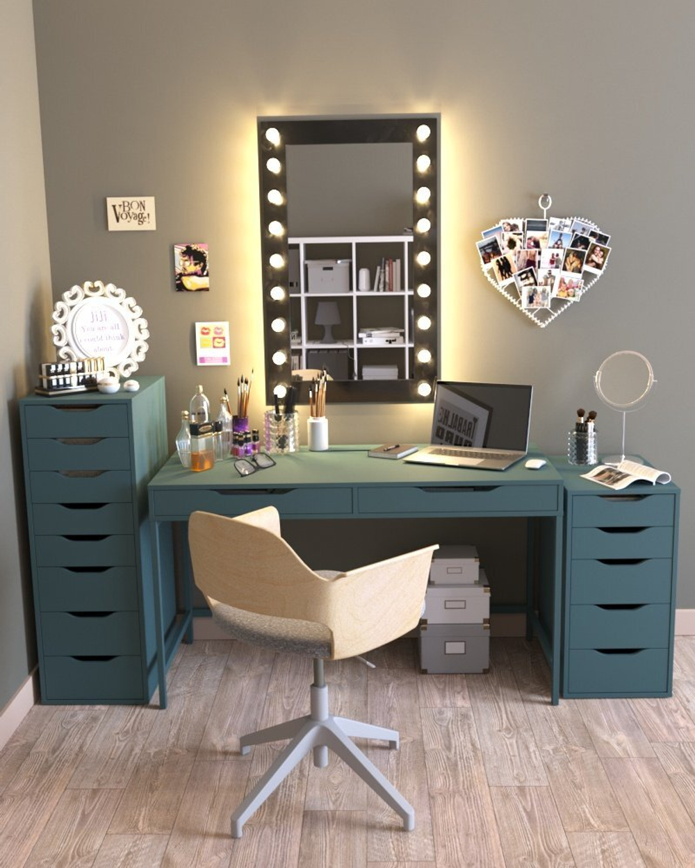 Комод Ингар 8 36x102x53, тёмно-бирюзовый