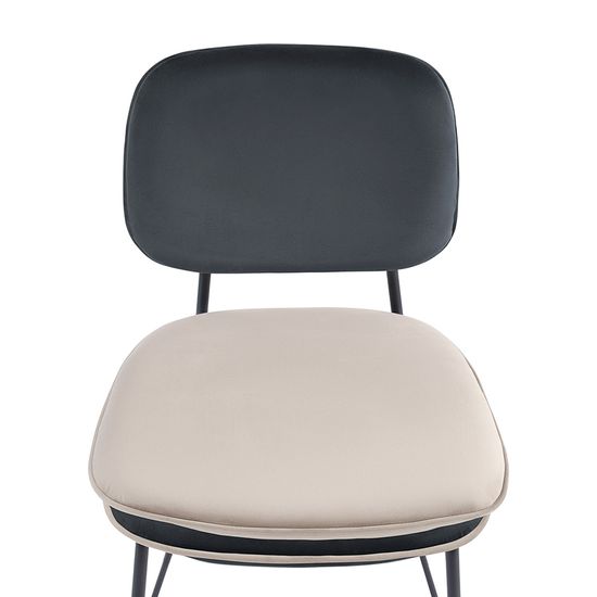 Стул полубарный с контрастным кантом pea, велюр, темно-серый/бежевый