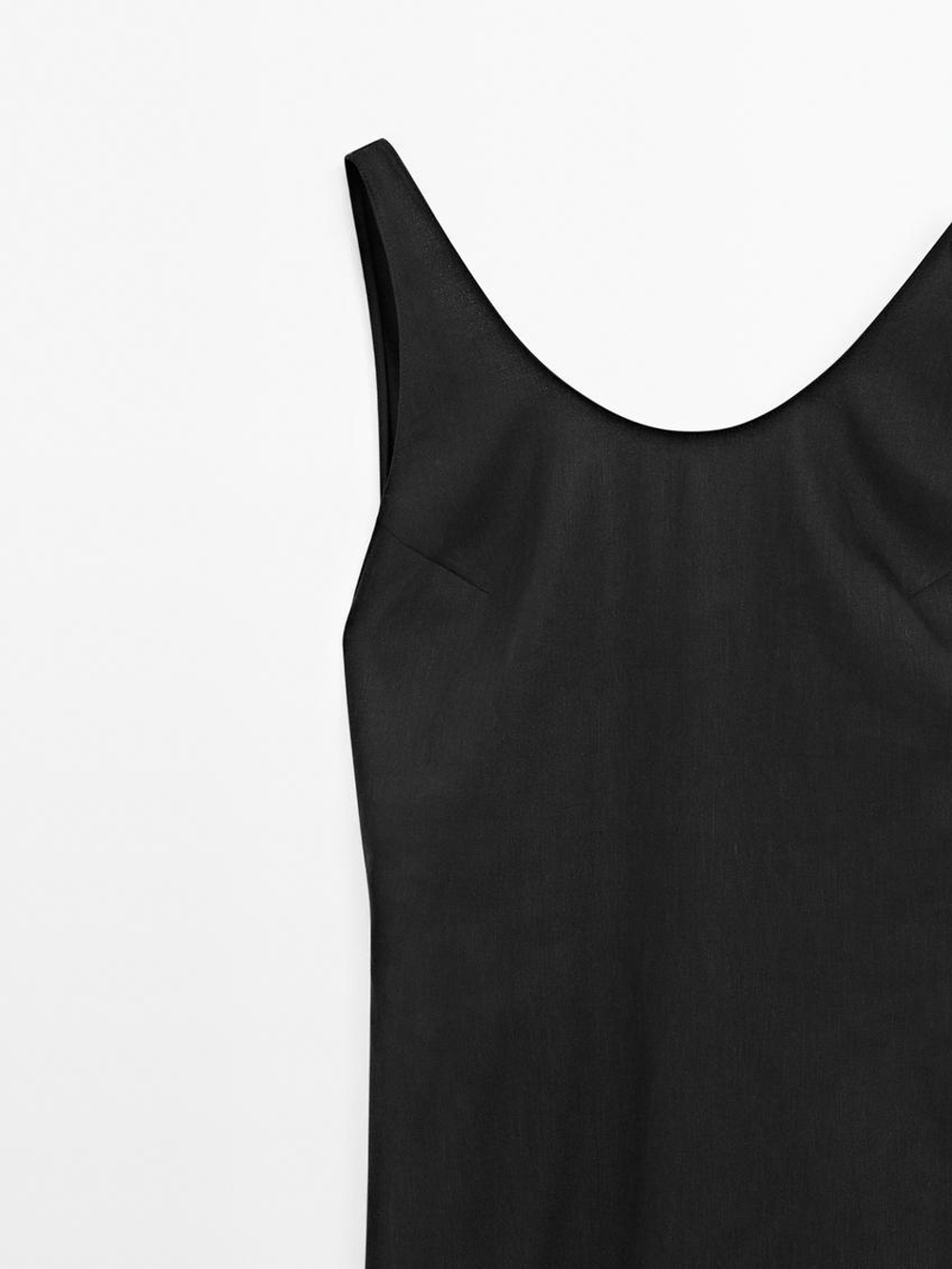 Massimo Dutti Платье миди с глубоким вырезом на спине, черный