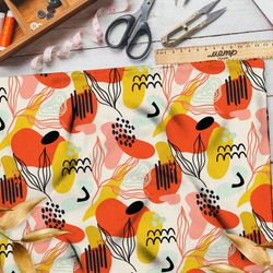 Ткань интерлок абстрактный принт в контурах