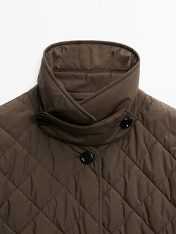 Massimo Dutti Удлиненная легкая стеганая куртка, хаки