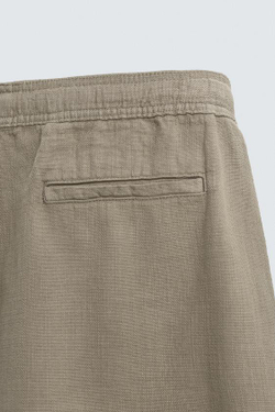 ZARA ШОРТЫ КЛАССИЧЕСКОГО КРОЯ ИЗ РЕЛЬЕФНОЙ ТКАНИ, СЕРО-КОРИЧНЕВЫЙ