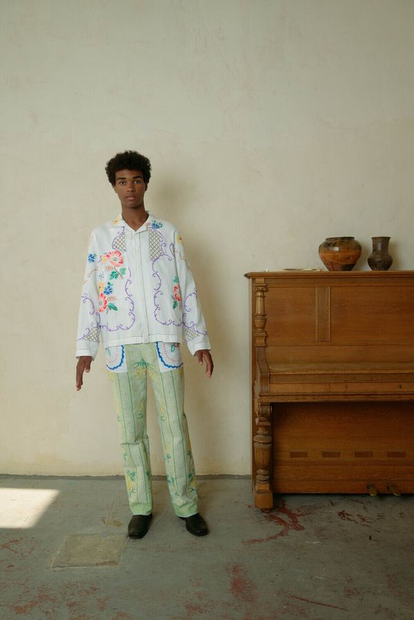 Рубашка Украшенная Вышивкой Крестиком / Criss-Cross Bouquet Long Sleeve белая - фото 3