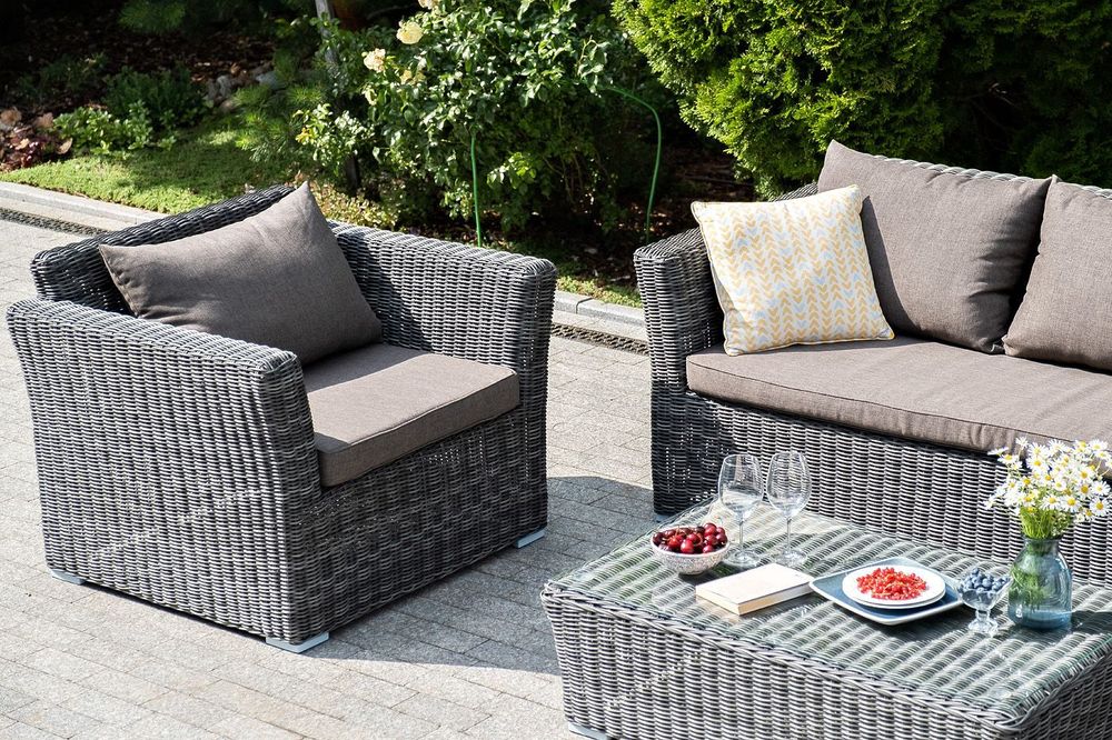 "Капучино" лаунж-зона из искусственного ротанга, цвет графит